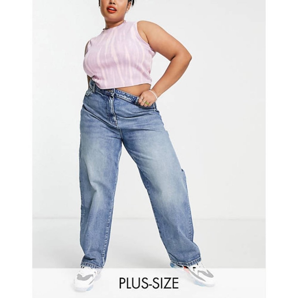 Collusion Jeans High Rise Dad Baggy Vintage Fit Blue 14(plus size)